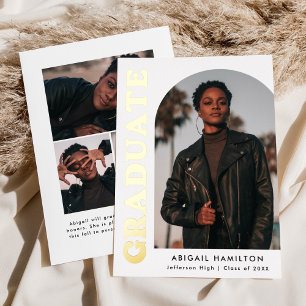 Gold Foil Arch Faire-part de graduation photo