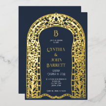 Gold Foil Art Déco Faire-part de mariage inspiré