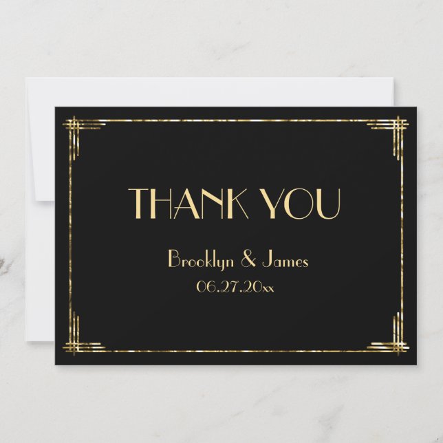 Gold Foil Art Deco Hochzeit Vielen Dank, dass Sie  Dankeskarte (Vorderseite)