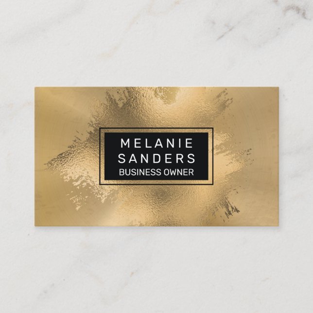 Gold Foil Artistic | Metallischer Hintergrund Visitenkarte (Vorderseite)