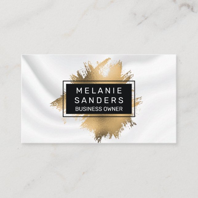 Gold Foil Artistic | White Drapery Visitenkarte (Vorderseite)