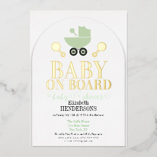 Gold Foil Baby an Bord Dusche Einladung