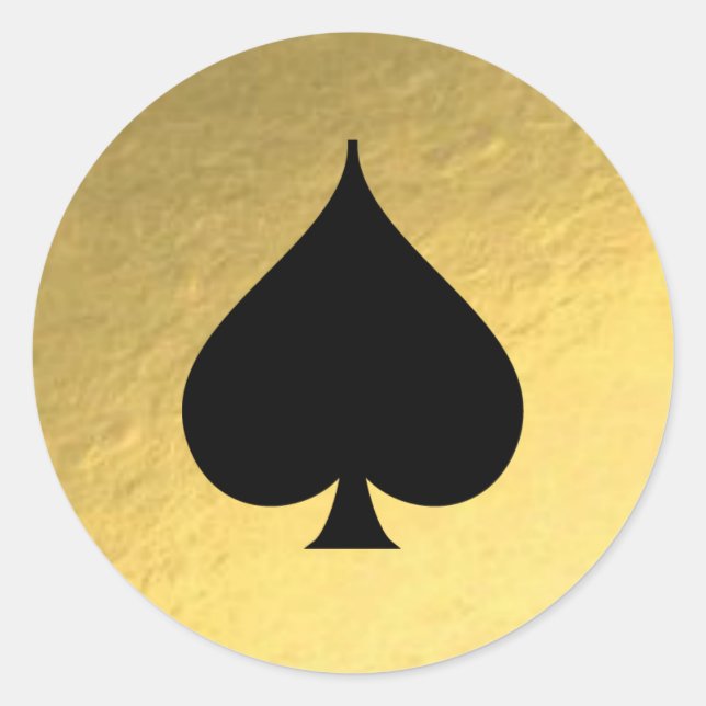 Gold Foil Background Black Spade Symbol Aufkleber (Vorderseite)