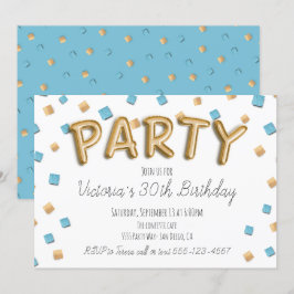 Gold Foil Ballon Letters Party Einladungen