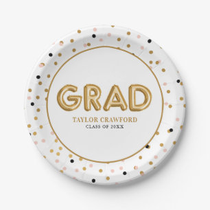 Gold Foil Balloon Confetti Dots Abschluss Pappteller