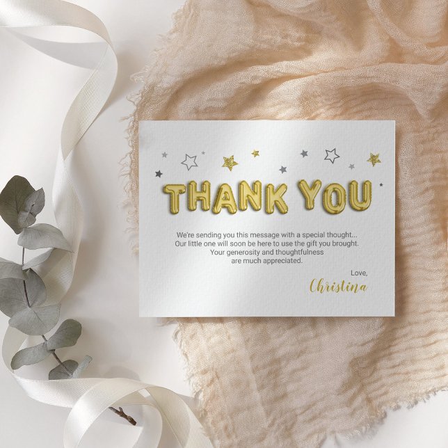 Gold Foil Balloons Twinkle Little Star Baby Dusche Dankeskarte (Von Creator hochgeladen)