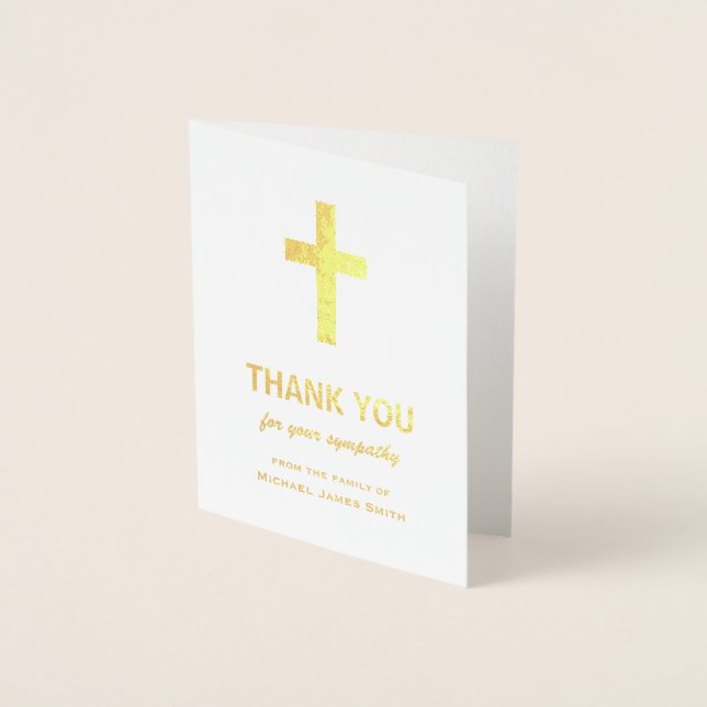 Gold Foil Beileid Dankeschön Card mit Cross Folienkarte (Vorderseite)