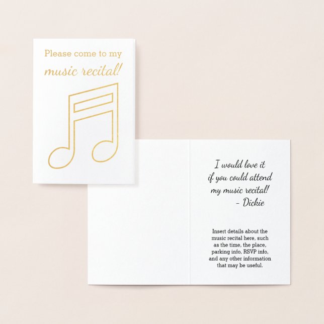 Gold Foil "Bitte komm zu meinem Musikfestival!" Ka Folienkarte (Anzeige)