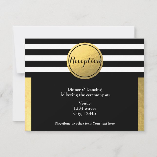 Gold Foil & Black Circle Wedding Card Einladung (Vorderseite)