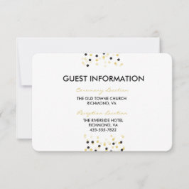 Gold Foil & Black Confetti Dots Hochzeitsinfo Card Einladung