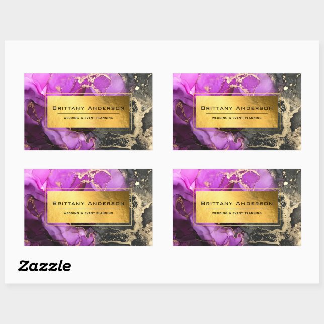 Gold Foil Black Lila Celestial Custom Business Rechteckiger Aufkleber (Blatt)