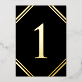Gold Foil & Black Table Number Cards Folien Feiertagskarte