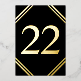 Gold Foil & Black Table Number Cards Folien Feiertagskarte