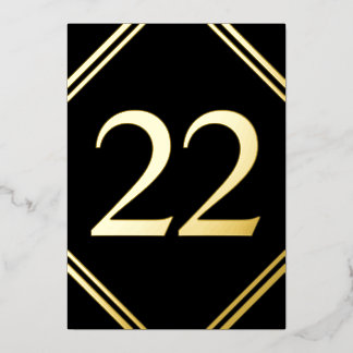 Gold Foil & Black Table Number Cards Folien Feiertagskarte