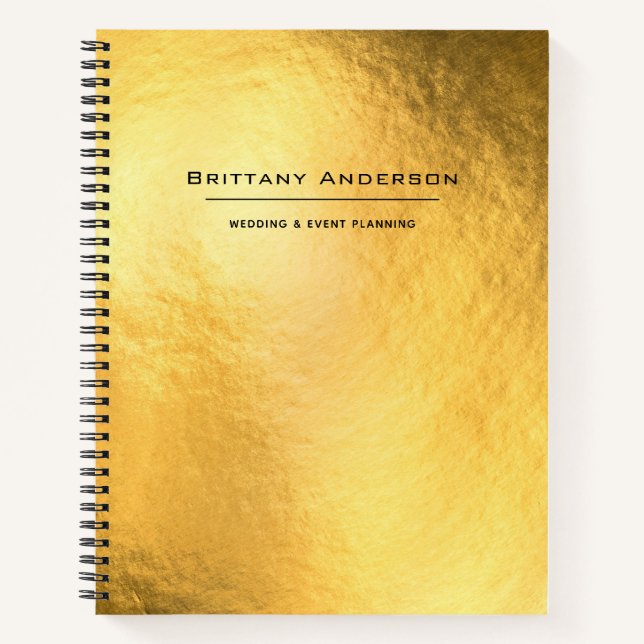 Gold Foil Black Typografy Business Planner Notizbuch (Vorderseite)