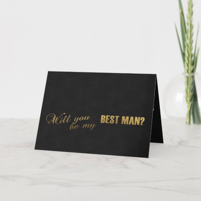 Gold Foil Black wird mein Trauzeuge sein Einladung (Vorderseite)