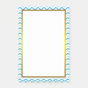 Gold Foil Blue Aquamarin Zickzack Zigzag Muster Post-it Klebezettel