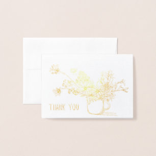 Gold Foil Blume Danke Karte