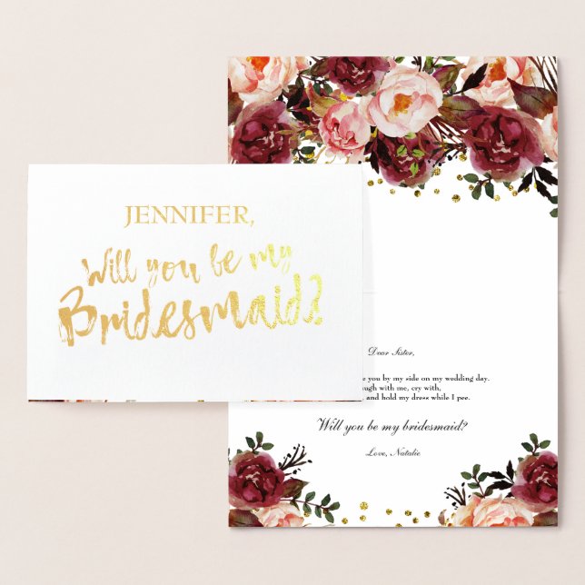 Gold Foil Blume wird meine Bridesmaid Card sein Folienkarte (Anzeige)