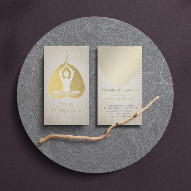Gold Foil Bodhi Leaf mit Yoga Meditation Haltung Visitenkarte (Von Creator hochgeladen)