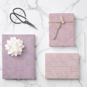 Gold Foil Brackets und Lilac farbige Hintergründe Geschenkpapier Set
