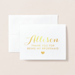 Gold Foil Bridesmaid Vielen Dank   Bridesmaid-Kart Folienkarte