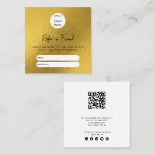 Gold Foil Business Refer eine Freundschaftskarte Quadratische Visitenkarte