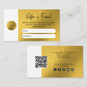 Gold Foil Business Refer eine Freundschaftskarte Visitenkarte