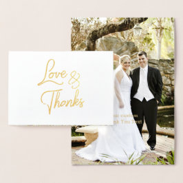Gold Foil Calligrafy Wedding Danke Foto-Karte Folienkarte