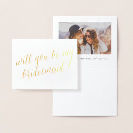 Gold Foil Calligraphy Chic ist mein Foto für Bride Folienkarte