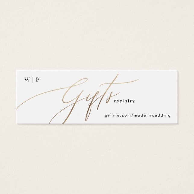 Gold Foil Calligraphy Modern Wedding Gift Registry (Vorderseite)