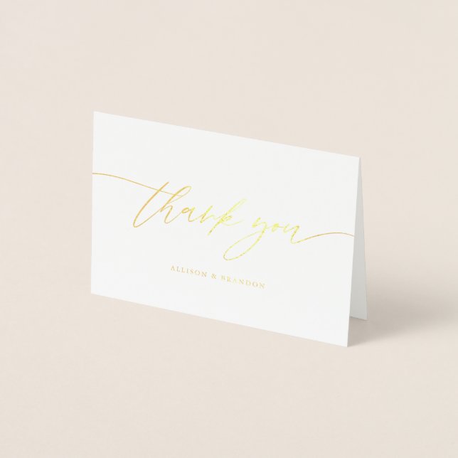 Gold Foil Calligraphy Wedding Vielen Dank Folienkarte (Vorderseite)