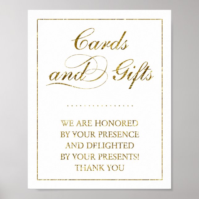 Gold Foil Cards & Gifts Wedding Sign Poster (Vorne)