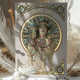 Gold Foil Carte de remerciements Art Nouveau Mucha