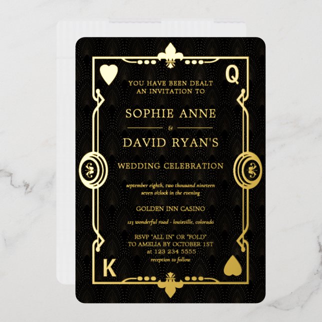 GOLD FOIL Casino Night Las Vegas Poker Wedding Folieneinladung (Briefumschlag)