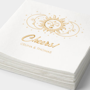 Gold Foil Celestial Personalisiert Wedding Napkins Servietten Mit Folie