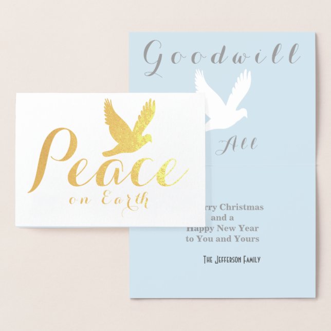 Gold Foil Christmas Peace Dove Card Folienkarte (Anzeige)