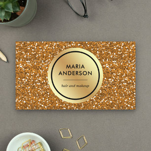 Gold Foil Circle Gold Sequin Glitzer Makeup Artist Visitenkarte