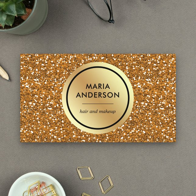 Gold Foil Circle Gold Sequin Glitzer Makeup Artist Visitenkarte (Von Creator hochgeladen)