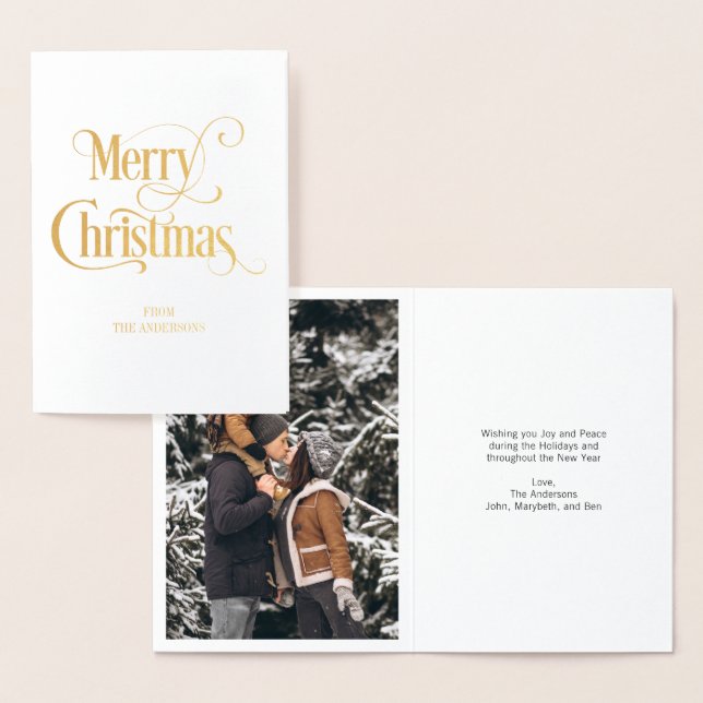 Gold Foil Clasic Joyeux Noël Carte de vacances (Affichage)