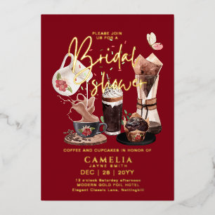 Gold Foil Coffee Cupcakes BRAUTPARTY QR Code Folieneinladung