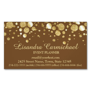 Gold Foil Confetti auf brauner Magnetkarte Magnetische Visitenkarte