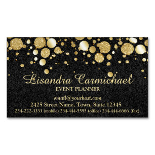 Gold Foil Confetti auf der Black Magnetic Business Magnetische Visitenkarte
