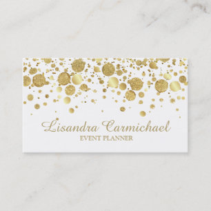 Gold Foil Confetti auf der weißen Visitenkarte
