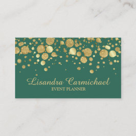 Gold Foil Confetti auf Green Business Card Visitenkarte