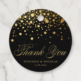 Gold Foil Confetti Black Wedding Vielen Dank Geschenkanhänger