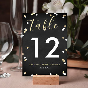 Gold Foil Confetti Brautparty Tischnummer
