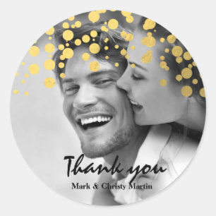 Gold Foil Confetti Custom Foto Bevorzugung Aufkleb Runder Aufkleber