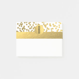 Gold Foil Confetti Dots Glam Modern Monogram Post-it Klebezettel
