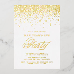 Gold Foil Confetti Dots Silvester Party Folieneinladung